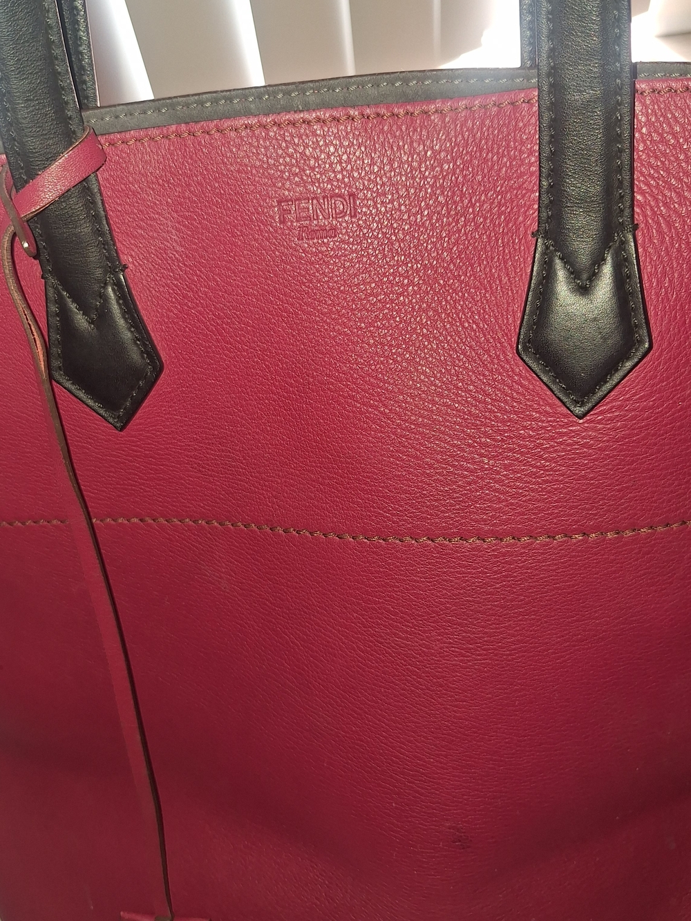 Fendi Pink Leather Tote Bag with Black Handles